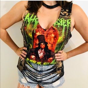 Alice Cooper Sexy Distressed Custom Cut Band Tee M